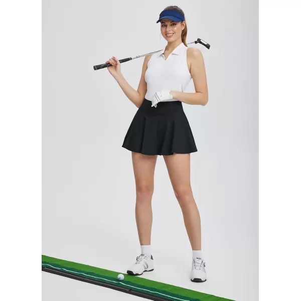 BALEAF Womens Tennis Skirts High Waisted Tummy Control Pleated Golf Skorts for Woman with Shorts PocketsBlack2 Side Pockets