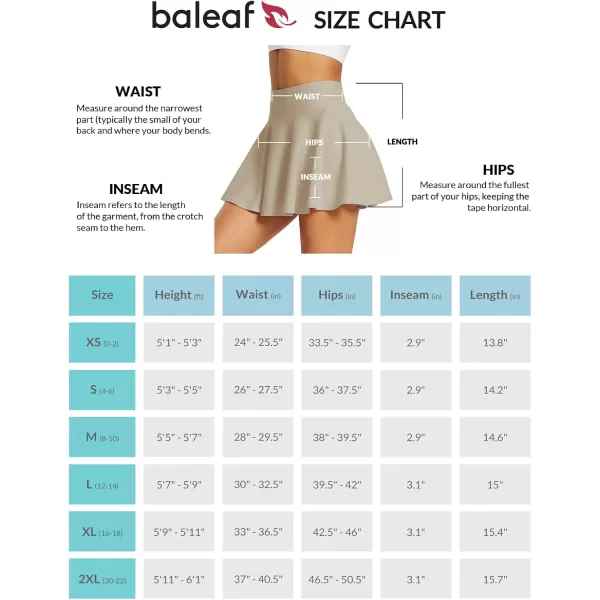 BALEAF Womens Tennis Skirts High Waisted Tummy Control Pleated Golf Skorts for Woman with Shorts PocketsKhaki