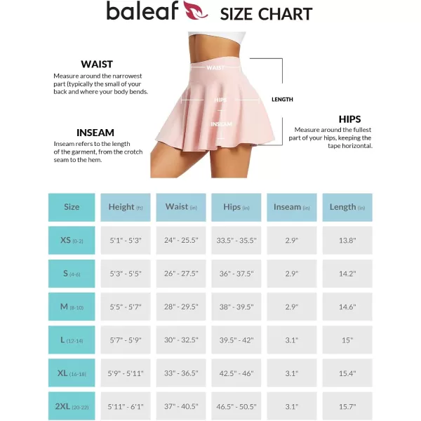 BALEAF Womens Tennis Skirts High Waisted Tummy Control Pleated Golf Skorts for Woman with Shorts PocketsPink