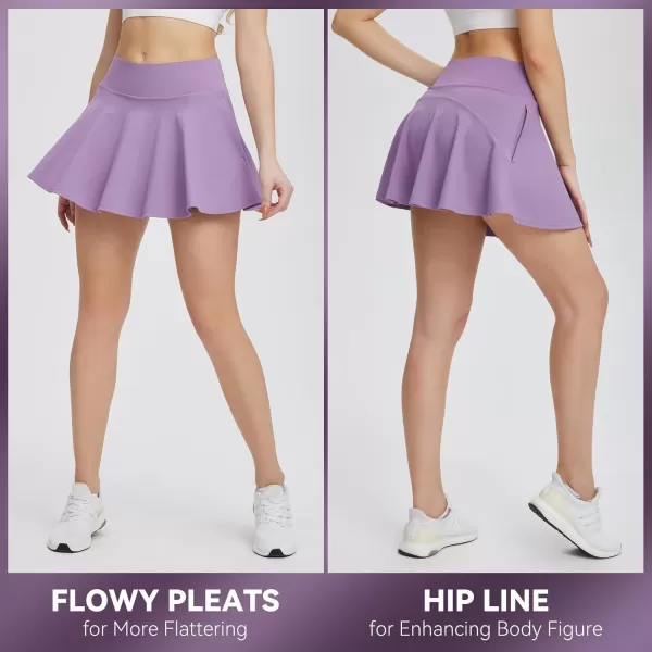 BALEAF Womens Tennis Skirts High Waisted Tummy Control Pleated Golf Skorts for Woman with Shorts PocketsPurple2 Side Pockets