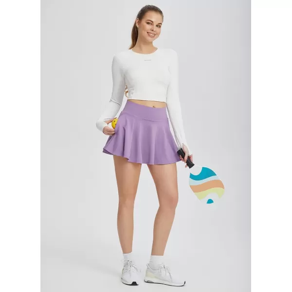 BALEAF Womens Tennis Skirts High Waisted Tummy Control Pleated Golf Skorts for Woman with Shorts PocketsPurple2 Side Pockets