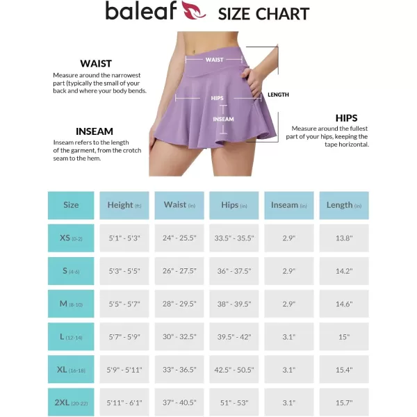 BALEAF Womens Tennis Skirts High Waisted Tummy Control Pleated Golf Skorts for Woman with Shorts PocketsPurple2 Side Pockets