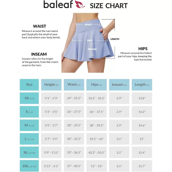 BALEAF Womens Tennis Skirts High Waisted Tummy Control Pleated Golf Skorts for Woman with Shorts PocketsSnow Blue2 Side Pockets