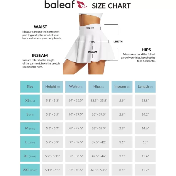 BALEAF Womens Tennis Skirts High Waisted Tummy Control Pleated Golf Skorts for Woman with Shorts PocketsWhite