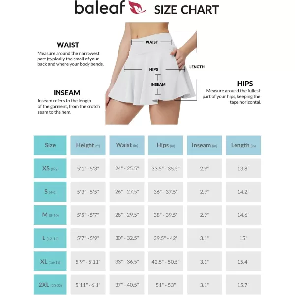 BALEAF Womens Tennis Skirts High Waisted Tummy Control Pleated Golf Skorts for Woman with Shorts PocketsWhite2 Side Pockets