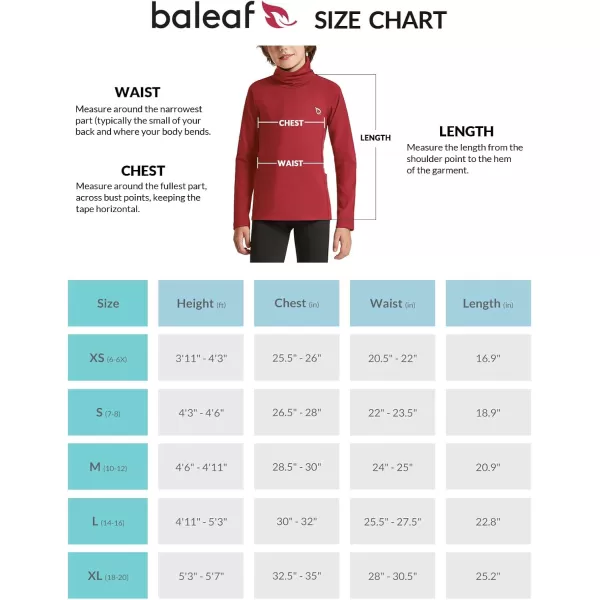 BALEAF Youth Thermal Compression Shirts Boy Undershirts Long Sleeve Turtleneck Fleece Baselayer Baseball Football SoccerRed