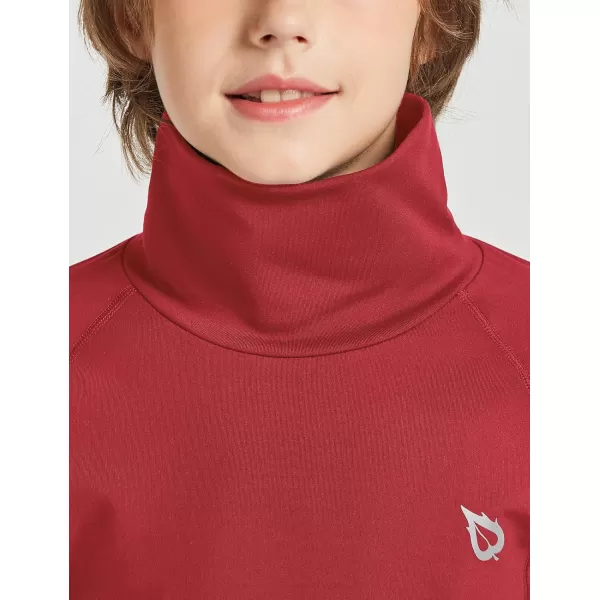 BALEAF Youth Thermal Compression Shirts Boy Undershirts Long Sleeve Turtleneck Fleece Baselayer Baseball Football SoccerRed