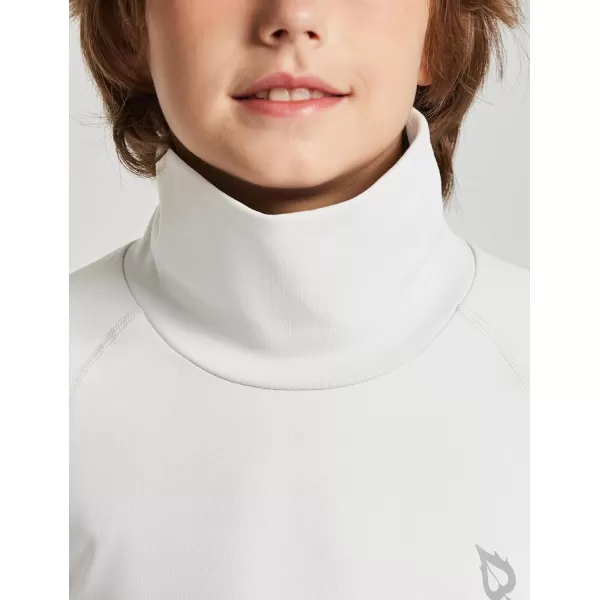 BALEAF Youth Thermal Compression Shirts Boy Undershirts Long Sleeve Turtleneck Fleece Baselayer Baseball Football SoccerWhite