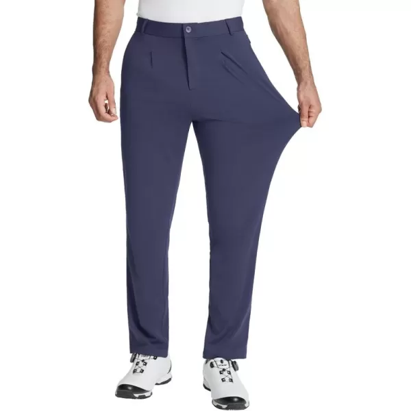 BALEAF Mens Golf Pants with 5 Pockets 30quot Stretch Slim Fit Dress Pants for Men Work Casual TravelBnavy Blue