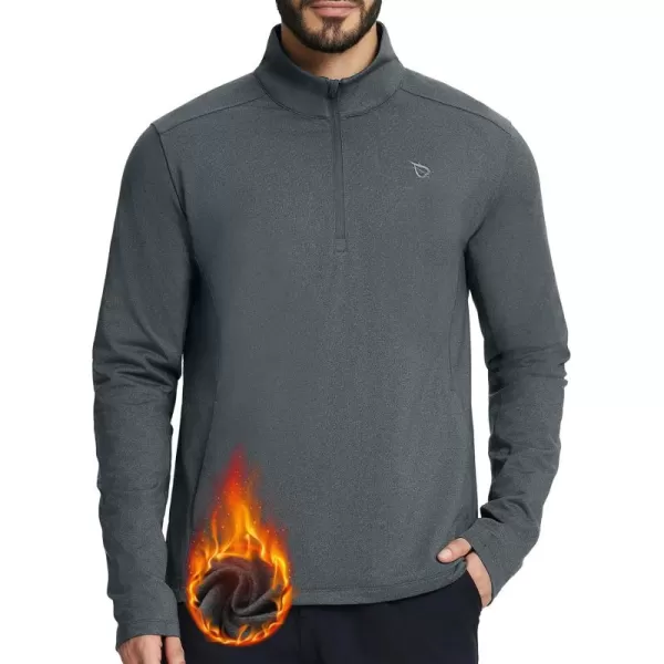 BALEAF Mens Golf Pullover Quarter Zip Fleece with Zipper Pockets Water Resistant Hiking SweaterDark Grey