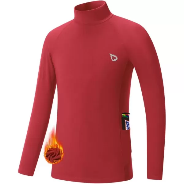 BALEAF Youth Thermal Compression Shirts Boy Undershirts Long Sleeve Turtleneck Fleece Baselayer Baseball Football SoccerRed