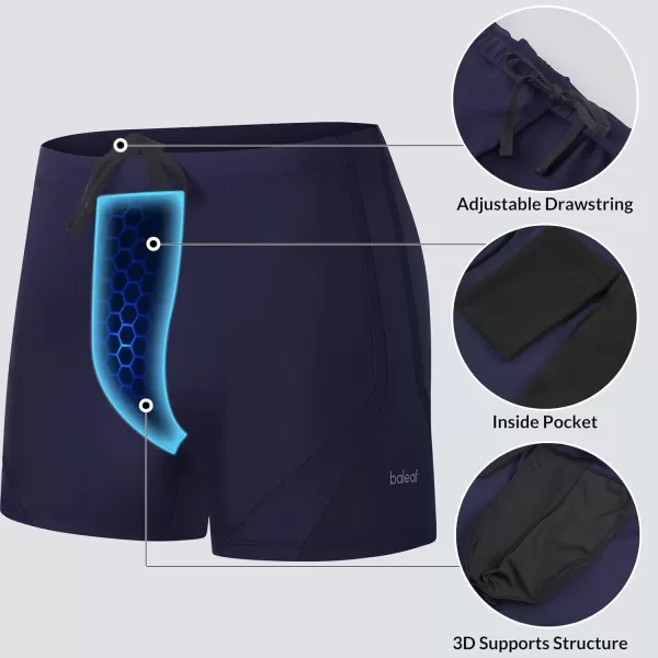 imageBALEAF Mens Athletic Swimwear Jammers Square Leg Lycra Sporty Lap Swim Trunks Training Racing UPF50 SwimsuitDark Blue