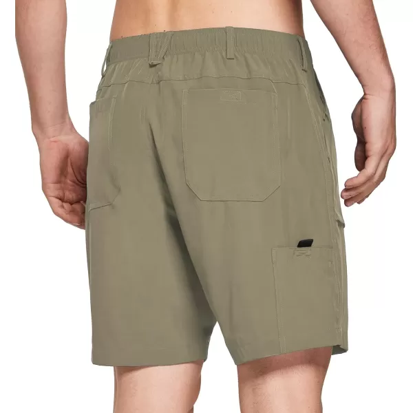 imageBALEAF Mens 7quot Casual Shorts for Summer Elastic Waist Quick Dry Lightweight Short with Cargo Hiking FishingSage