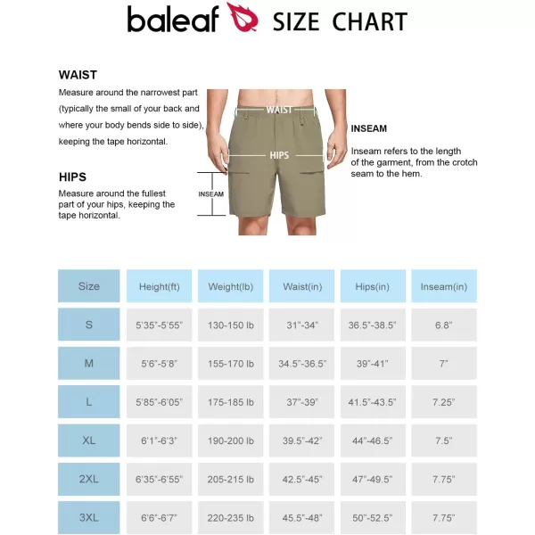 imageBALEAF Mens 7quot Casual Shorts for Summer Elastic Waist Quick Dry Lightweight Short with Cargo Hiking FishingSage