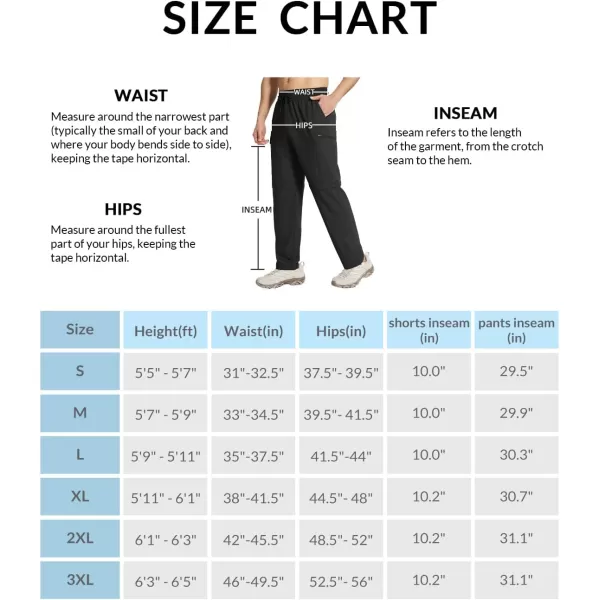 imageBALEAF Mens Hiking Convertible Pants Water Resistant Lightweight Quick Dry Cargo Elastic Waist Outdoor with Zip PocketsBlack