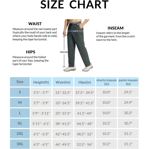 imageBALEAF Mens Hiking Convertible Pants Water Resistant Lightweight Quick Dry Cargo Elastic Waist Outdoor with Zip PocketsGray