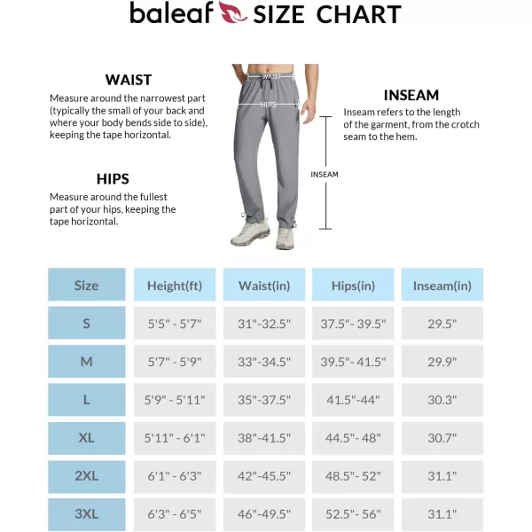 imageBALEAF Mens Hiking Pants Lightweight Quick Dry Water Resistant Elastic Waist Cargo Pants with Zip Pockets for OutdoorFrost Gray