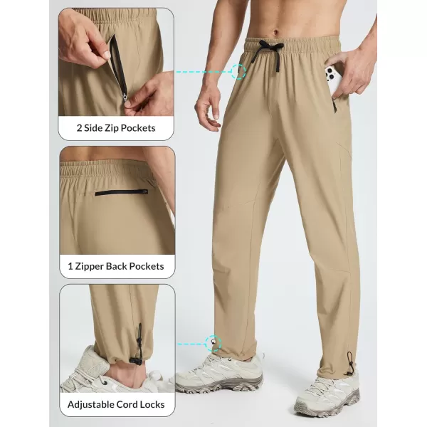 imageBALEAF Mens Hiking Pants Lightweight Quick Dry Water Resistant Elastic Waist Cargo Pants with Zip Pockets for OutdoorShroom Taupe