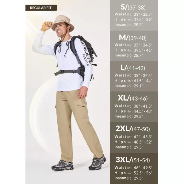 imageBALEAF Mens Hiking Pants Water Resistant Cargo Quick Dry Travel Elastic Waist with Zip Pockets UPF 50 for Work RunningTannin