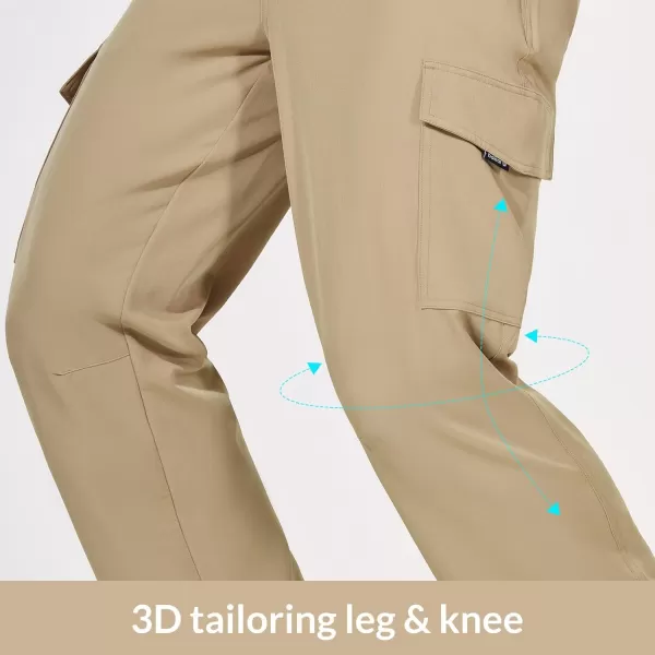 imageBALEAF Mens Hiking Pants Water Resistant Cargo Quick Dry Travel Elastic Waist with Zip Pockets UPF 50 for Work RunningTannin