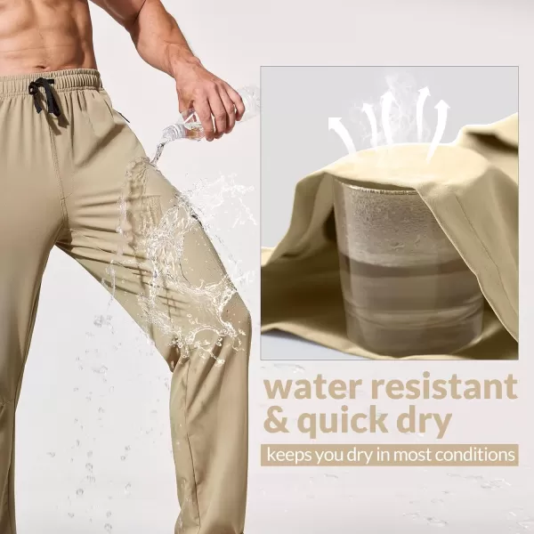 imageBALEAF Mens Hiking Pants Water Resistant Cargo Quick Dry Travel Elastic Waist with Zip Pockets UPF 50 for Work RunningTannin