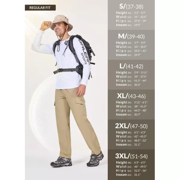 imageBALEAF Mens Hiking Pants Water Resistant Cargo Quick Dry Travel Elastic Waist with Zip Pockets UPF 50 for Work RunningTannin
