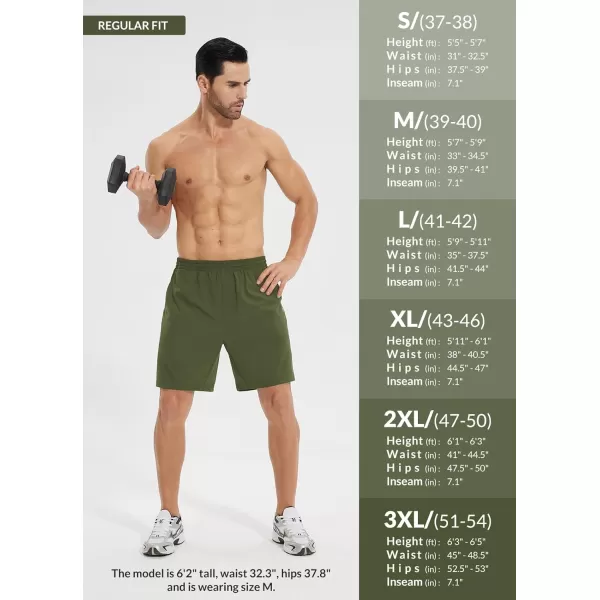 imageBALEAF Mens 2 in 1Running Shorts 5quot7quot Quick Dry Workout Athletic Gym Shorts with Zipper Pockets01army Green