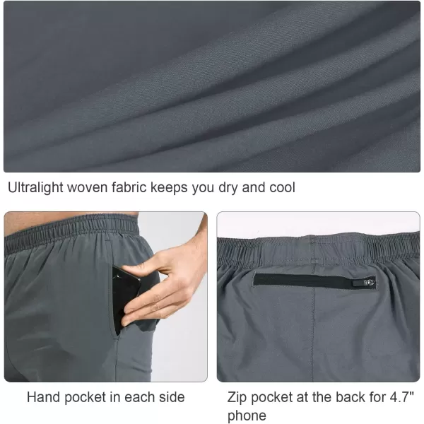 imageBALEAF Mens 5quot Running Athletic Shorts Workout Lightweight Zipper PocketE02no Lininggray