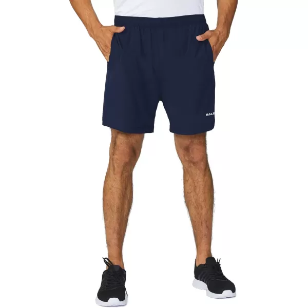 imageBALEAF Mens 5quot Running Athletic Shorts Workout Lightweight Zipper PocketNavy2pack