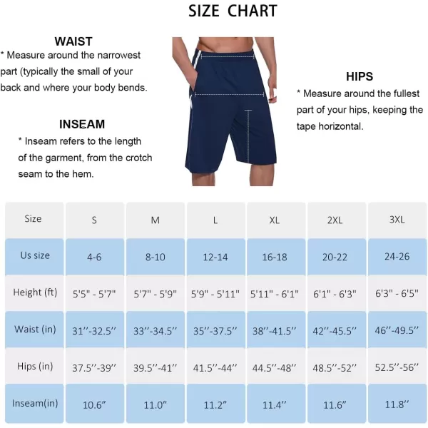 imageBALEAF Mens Basketball Shorts Long with Zipper Pockets Quick Dry Workout Training Drawstrings 11quotNavy