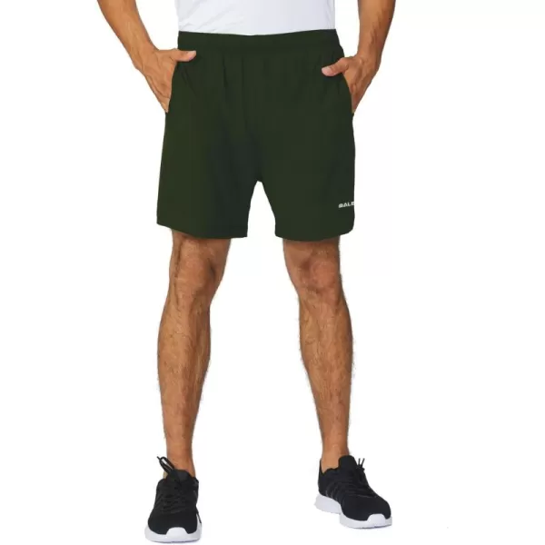 imageBALEAF Mens 5quot Running Athletic Shorts Workout Lightweight Zipper PocketArmy Green