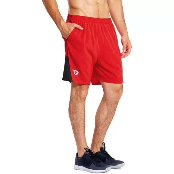 imageBALEAF Mens 7quot Running Shorts with Mesh Liner Zipper Pocket for Athletic Workout GymRed