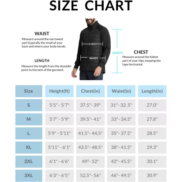 imageBALEAF Mens Insulated Warm Jacket Thermal Hybrid Hiking Mid Layer Full Zip Jackets Stand Collar Runing OutdoorBlack