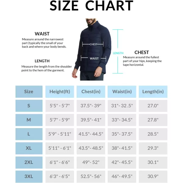 imageBALEAF Mens Insulated Warm Jacket Thermal Hybrid Hiking Mid Layer Full Zip Jackets Stand Collar Runing OutdoorNavy Blue