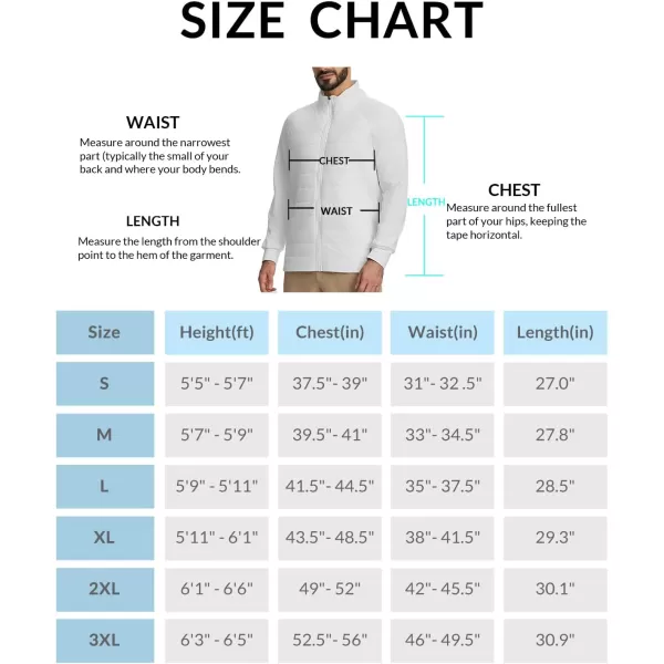 imageBALEAF Mens Insulated Warm Jacket Thermal Hybrid Hiking Mid Layer Full Zip Jackets Stand Collar Runing OutdoorWhite