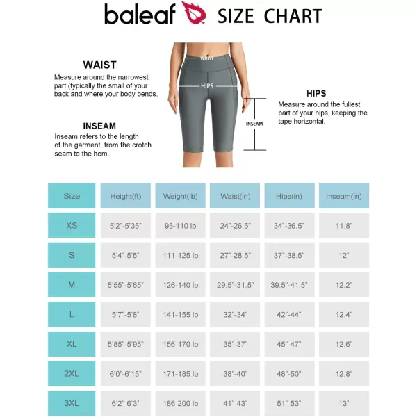 imageBALEAF Womens 12 Swim Shorts UPF 50 High Waisted Long Board Shorts with 2 PocketsDark Grey