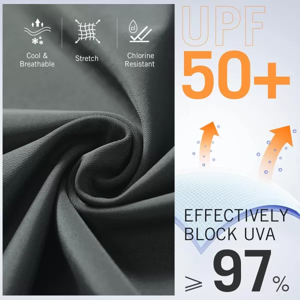 imageBALEAF Womens 12 Swim Shorts UPF 50 High Waisted Long Board Shorts with 2 PocketsDark Grey