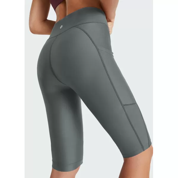imageBALEAF Womens 12 Swim Shorts UPF 50 High Waisted Long Board Shorts with 2 PocketsDark Grey
