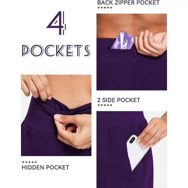 imageBALEAF Womens 5quot Workout Shorts Gym Running Shorts Athletic with Liner High Waistband Quick Dry Sports Zipper PocketsPurple