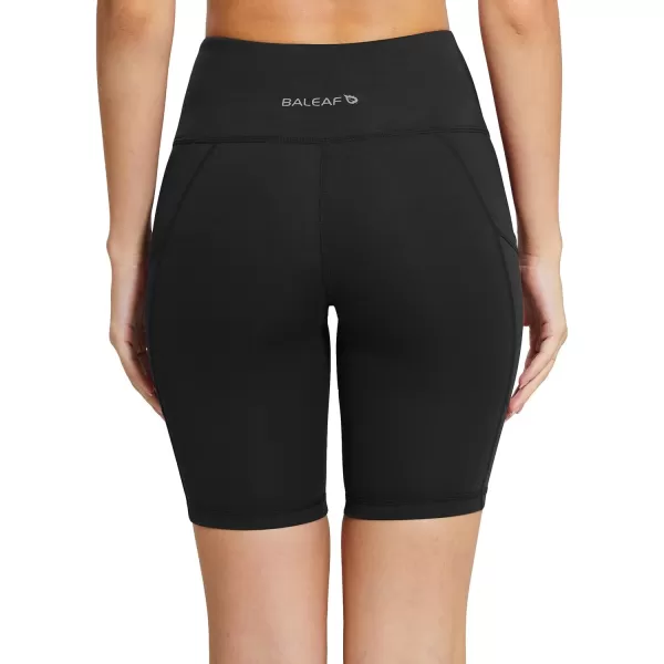 imageBALEAF Womens 8quot 5quot 3quot Biker Shorts High Waist Yoga Workout Gym Running Volleyball Spandex Shorts with PocketsBlackblack