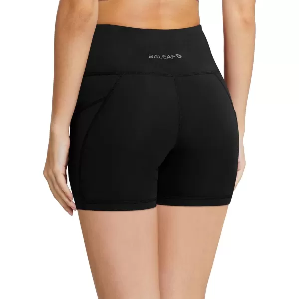 imageBALEAF Womens 8quot 5quot 3quot Biker Shorts High Waist Yoga Workout Gym Running Volleyball Spandex Shorts with PocketsBlackblack