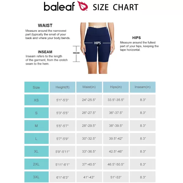 imageBALEAF Womens 8quot 5quot 3quot Biker Shorts High Waist Yoga Workout Gym Running Volleyball Spandex Shorts with PocketsBlacknavy Blue