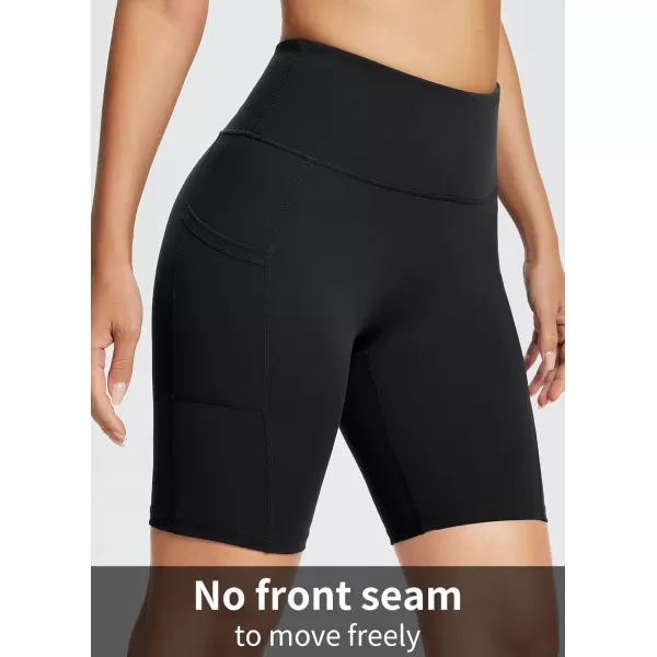 imageBALEAF Womens 8quot 5quot 3quot Biker Shorts High Waist Yoga Workout Gym Running Volleyball Spandex Shorts with PocketsBlacksofter