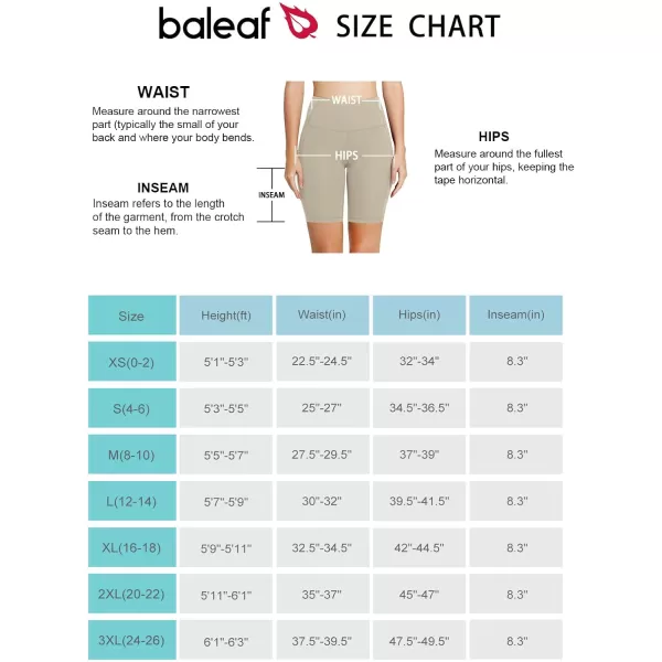 imageBALEAF Womens 8quot 5quot 3quot Biker Shorts High Waist Yoga Workout Gym Running Volleyball Spandex Shorts with PocketsKhakiclassic