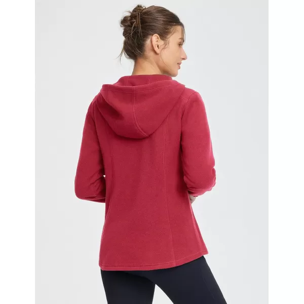 imageBALEAF Womens Fleece Jacket Full Zip Hooded Thermal Polar Fleece with Pockets Lightweight Soft Winter JacketsDark Red