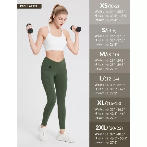 imageBALEAF Womens Fleece Lined Leggings Thermal Warm Zipper Pockets Hikng Pants Winter Cold Weather Water Resistant High WaistedDark Army Green