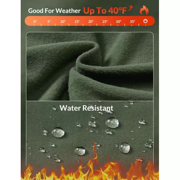 imageBALEAF Womens Fleece Lined Leggings Thermal Warm Zipper Pockets Hikng Pants Winter Cold Weather Water Resistant High WaistedDark Army Green