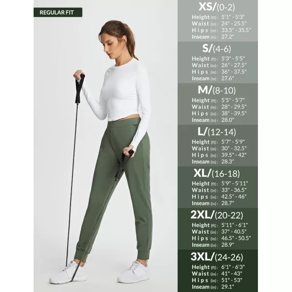 imageBALEAF Womens Fleece Lined Pants Joggers Water Resistant Zipper Pockets Winter Thermal Golf Pants Cold Weather GearAlgae Green