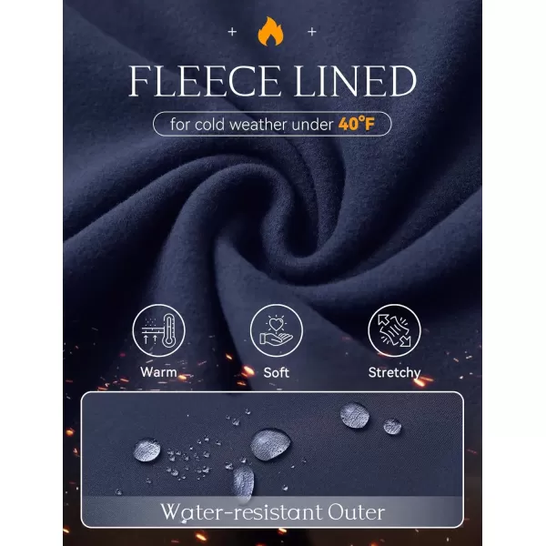 imageBALEAF Womens Fleece Lined Pants Joggers Water Resistant Zipper Pockets Winter Thermal Golf Pants Cold Weather GearBlue