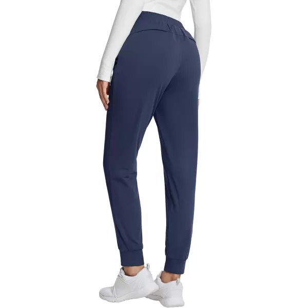 imageBALEAF Womens Fleece Lined Pants Joggers Water Resistant Zipper Pockets Winter Thermal Golf Pants Cold Weather GearBlue